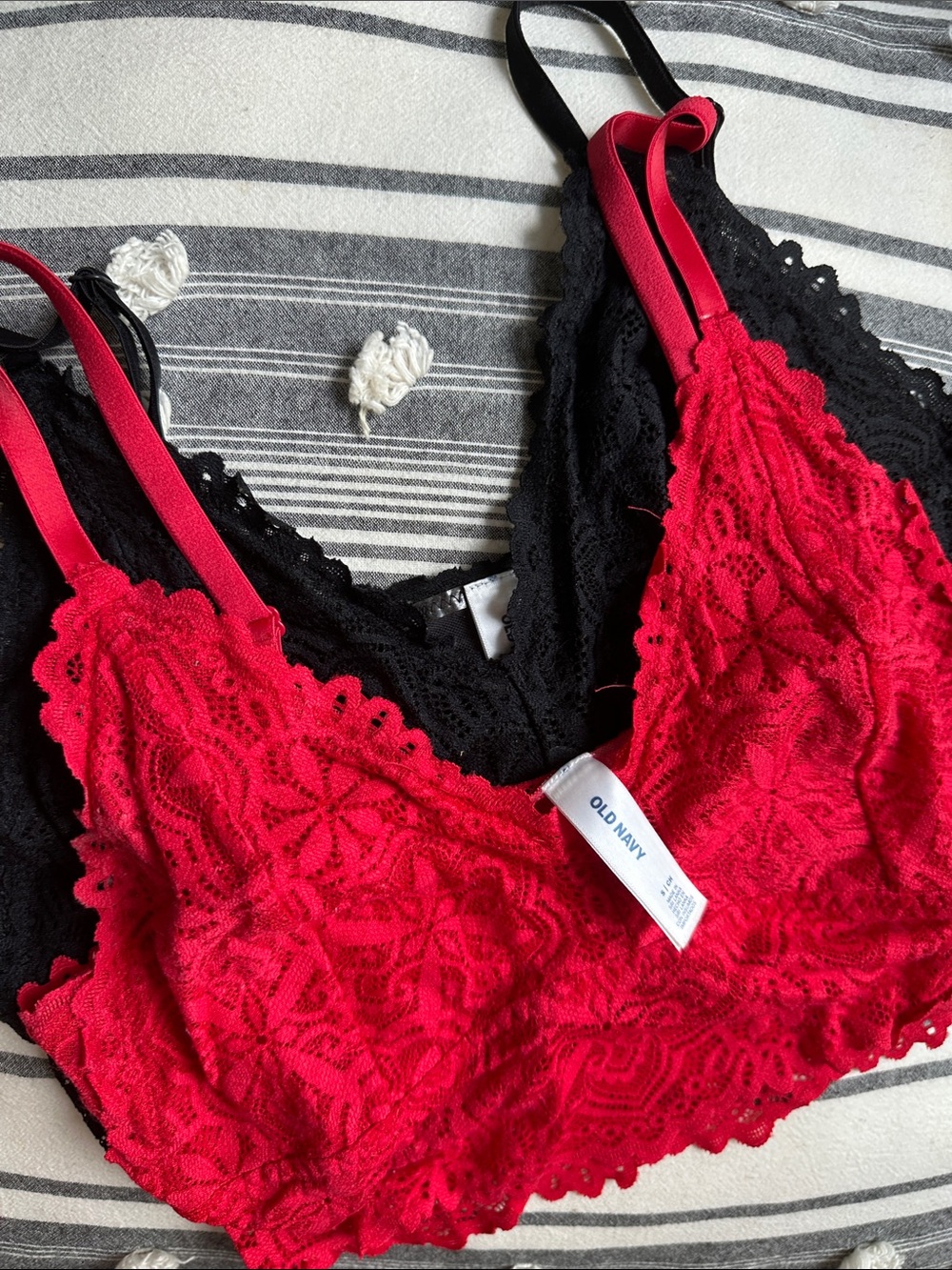 Old Navy Red & Black Lace Bralette Set